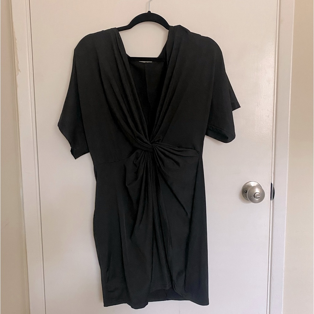 Women's Deep V Neck Twisted Plunging High Slit Mini Party Dress